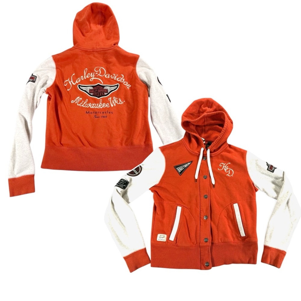 Harley-Davidson Orange Varsity Jacket L